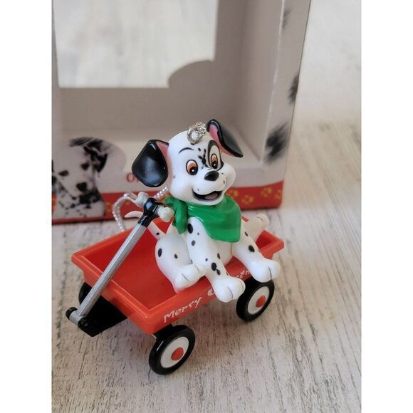 Enesco Dalmatian 101 Merry Xmas puppy wagon ornament - Picture 3 of 7